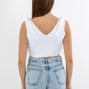 V-Cut Crop Top με Βολάν 402.0845-TOP ΑΣΠΡΟ