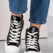 Refresh πάνινα sneakers με διπλή σόλα 395.170676-F ΜΑΥΡΟ