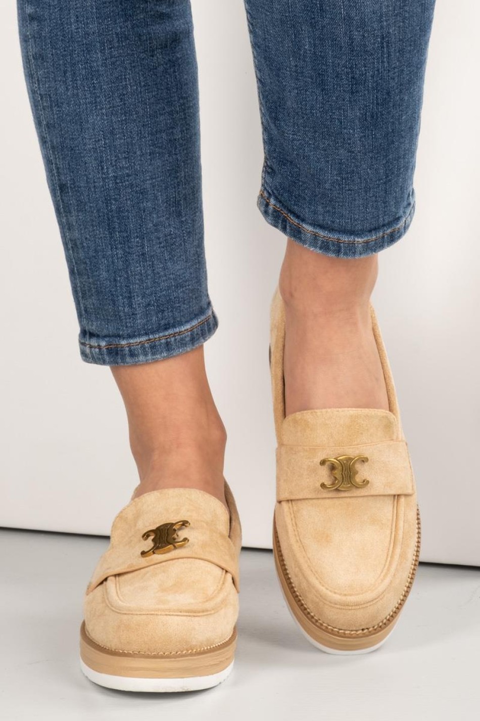 Loafers suede με μεταλλική αγκράφα 330.LL1339-C ΜΠΕΖ