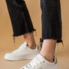 Tennis sneakers με διακοσμητικό με στρας 330.C691-L ΑΣΠΡΟ/ΑΣΗΜΙ