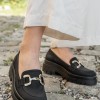 Suede Chunky loafers με διακοσμητική αλυσίδα 415.221/1-C ΜΑΥΡΟ