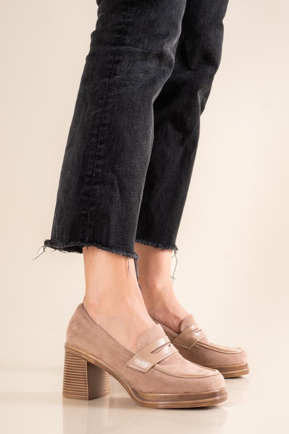 Block-heeled suede loafers 431.2M7-D8269-01-C ΠΟΥΡΟ