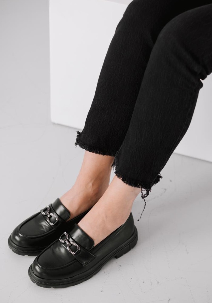 Chunky loafer με μεταλλικό διακοσμητικό 330.OM2184-L ΜΑΥΡΟ