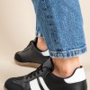 Street style sneakers με ρίγες 431.LY753-L ΜΑΥΡΟ/ΑΣΠΡΟ