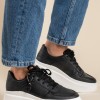 Δίσολα sneakers με εξωτερικές ραφές 431.LY683-L ΜΑΥΡΟ/ΑΣΠΡΟ