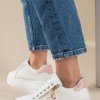 Δίσολα tennis sneakers με διακοσμητικό φερμουάρ στο πλάι 431.OX23370-L ΑΣΠΡΟ/ΡΟΖ