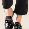 Λουστρίνι loafers με αλυσίδα με στρασάκια 431.OM6638-1-L ΜΑΥΡΟ