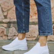 Υφασμάτινα slip-on sneakers με αερόσολα 416.LY519-F ΑΣΠΡΟ