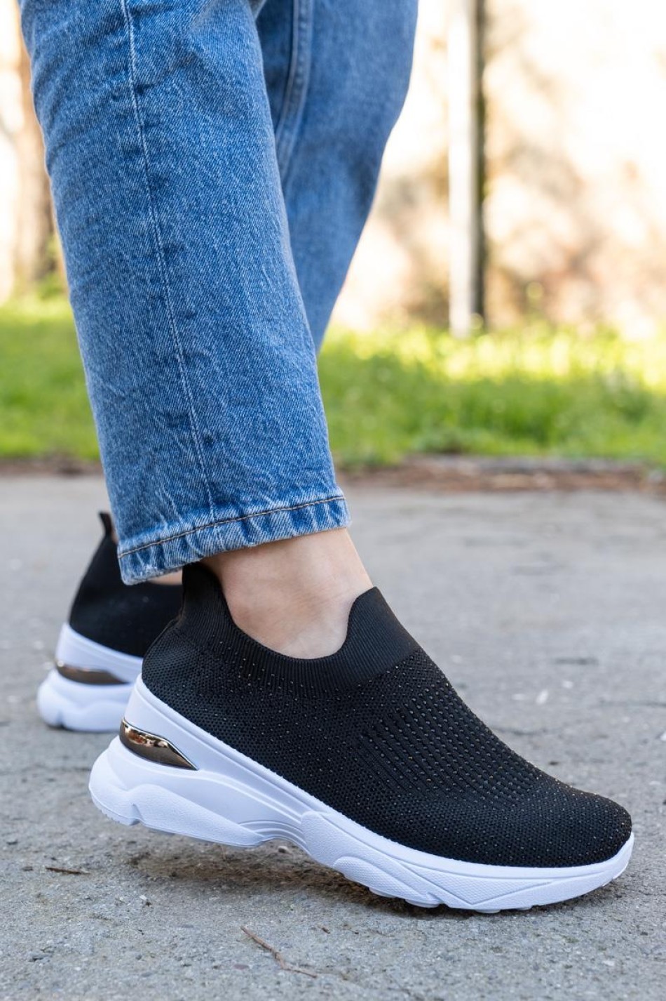 Slip-on υφασμάτινα sneakers 330.LY506-F ΜΑΥΡΟ