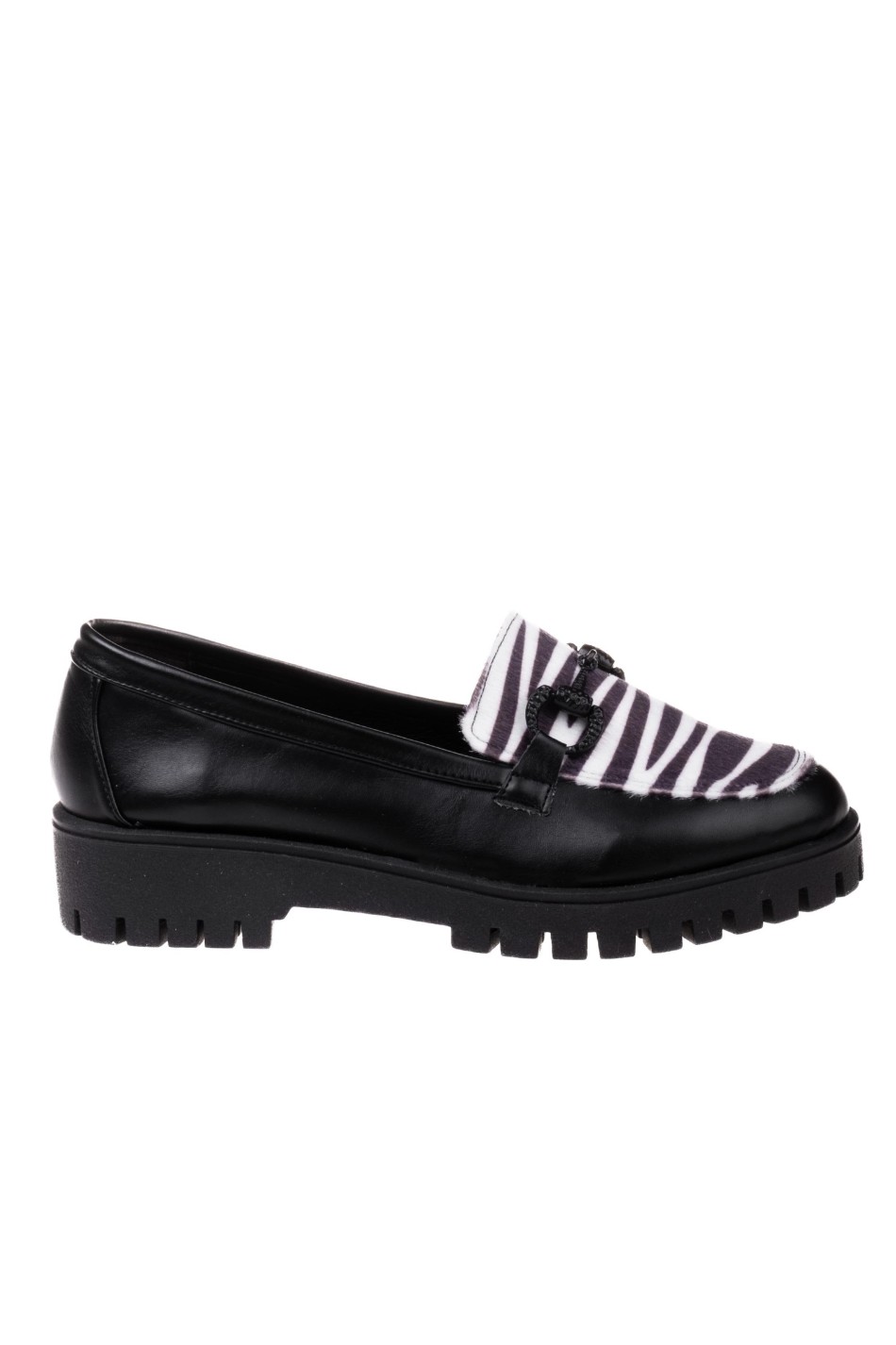 Chunky loafer με pony skin στο πάνω μέρος 185.817-L ΜΑΥΡΟ/ZEBRA