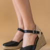 Πλατφόρμα εσπαντρίγια Open Heel με μπαρέτα 330.R9137-L ΜΑΥΡΟ