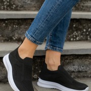 Slip-on υφασμάτινα sneakers 330.LY380-F ΜΑΥΡΟ/ΑΣΠΡΟ