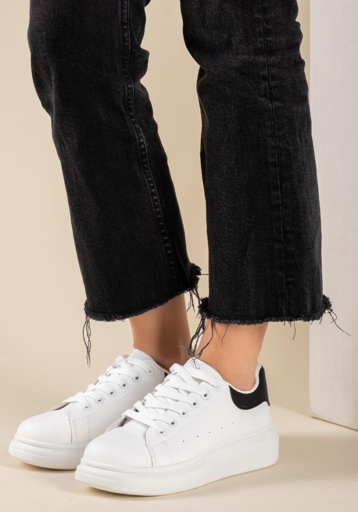 Casual δίσολα tennis sneakers 431.LY542-L ΑΣΠΡΟ/ΜΑΥΡΟ