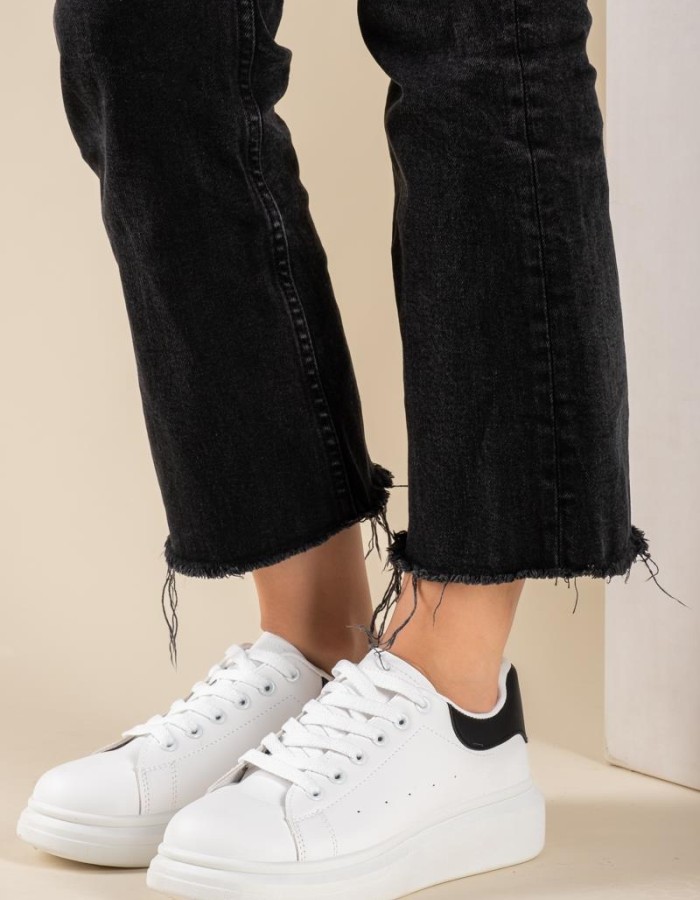 Casual δίσολα tennis sneakers 431.LY542-L ΑΣΠΡΟ/ΜΑΥΡΟ