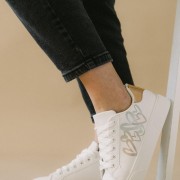 Δίσολα tennis sneakers με σχέδιο καρδιές 330.LY663-L ΑΣΠΡΟ/CHAMPAGNE