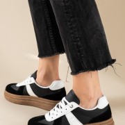 Street style δίσολα sneakers με ρίγες 425.9539-L ΜΑΥΡΟ