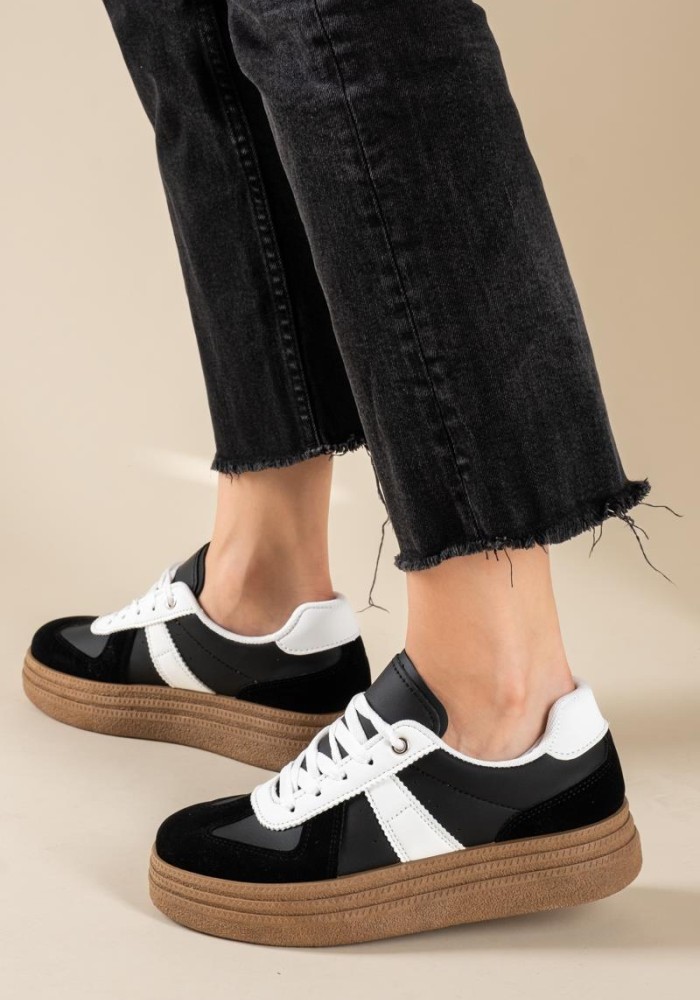 Street style δίσολα sneakers με ρίγες 425.9539-L ΜΑΥΡΟ