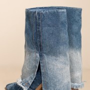 Denim western μποτάκια με ξέφτια 396.J6152-F JEAN