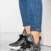 Chunky sneakers με γυαλιστερές λεπτομέρειες 306.TF180-L ΓΚΡΙ