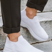 Υφασμάτινα slip-on sneakers τύπου κάλτσα 416.LY530-F ΑΣΠΡΟ