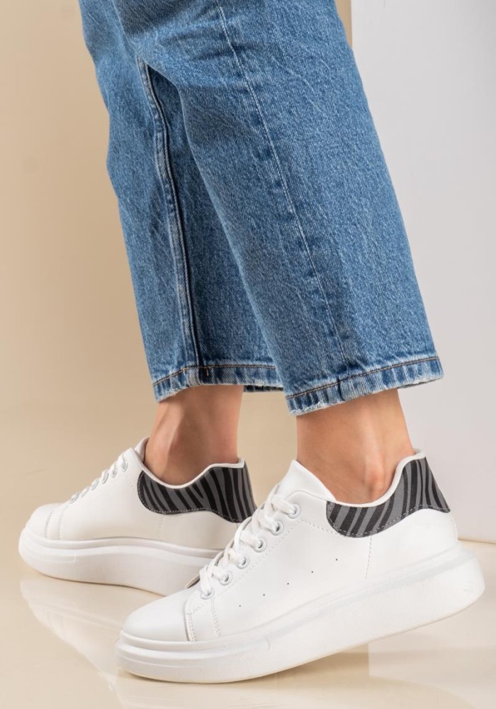 Casual δίσολα tennis sneakers 431.LY542-L ΑΣΠΡΟ/ΖΕΒΡΑ