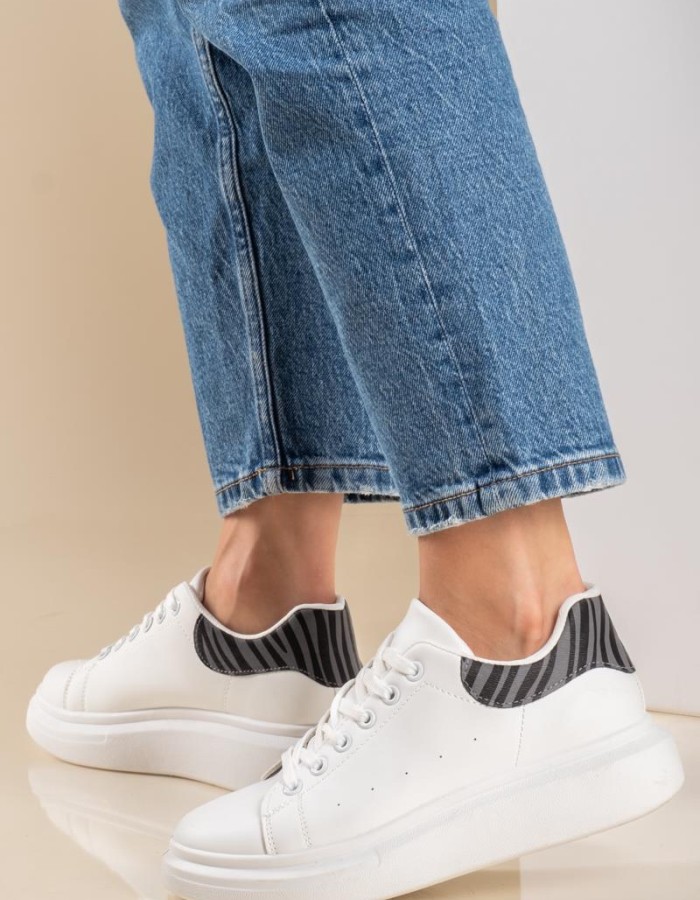 Casual δίσολα tennis sneakers 431.LY542-L ΑΣΠΡΟ/ΖΕΒΡΑ