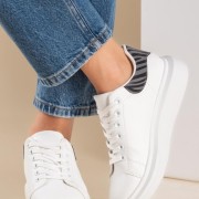 Casual δίσολα tennis sneakers 431.LY542-L ΑΣΠΡΟ/ΖΕΒΡΑ