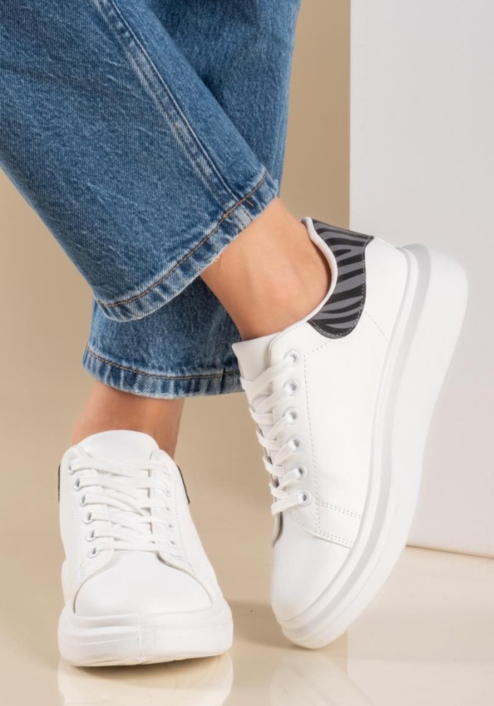 Casual δίσολα tennis sneakers 431.LY542-L ΑΣΠΡΟ/ΖΕΒΡΑ