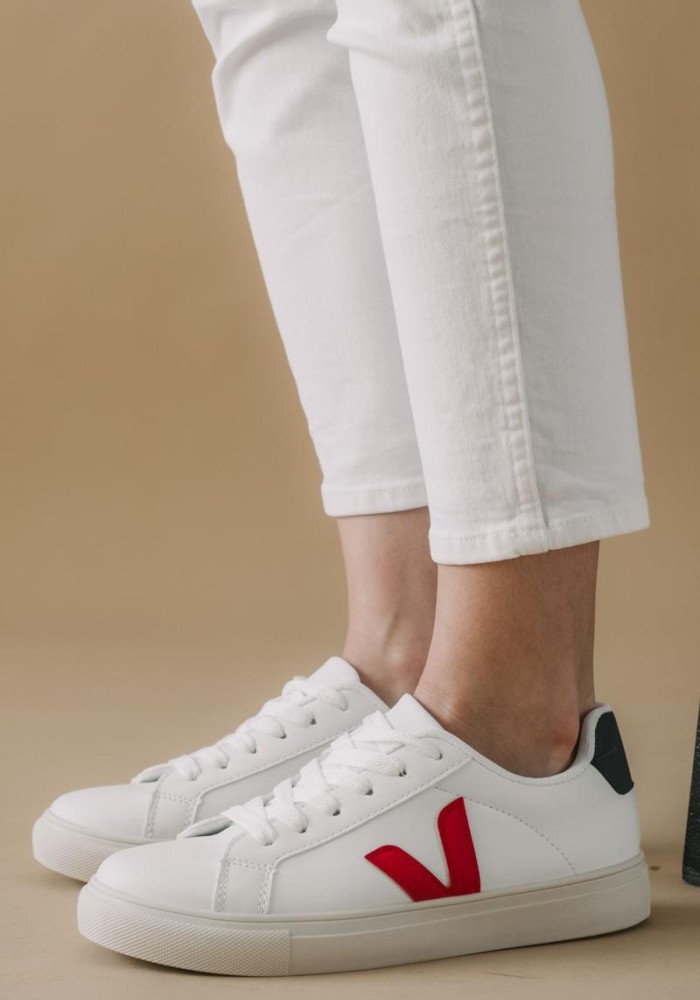 Tennis sneakers με διακοσμητικό στο πλάι 330.C891-L ΑΣΠΡΟ/ΚΟΚΚΙΝΟ