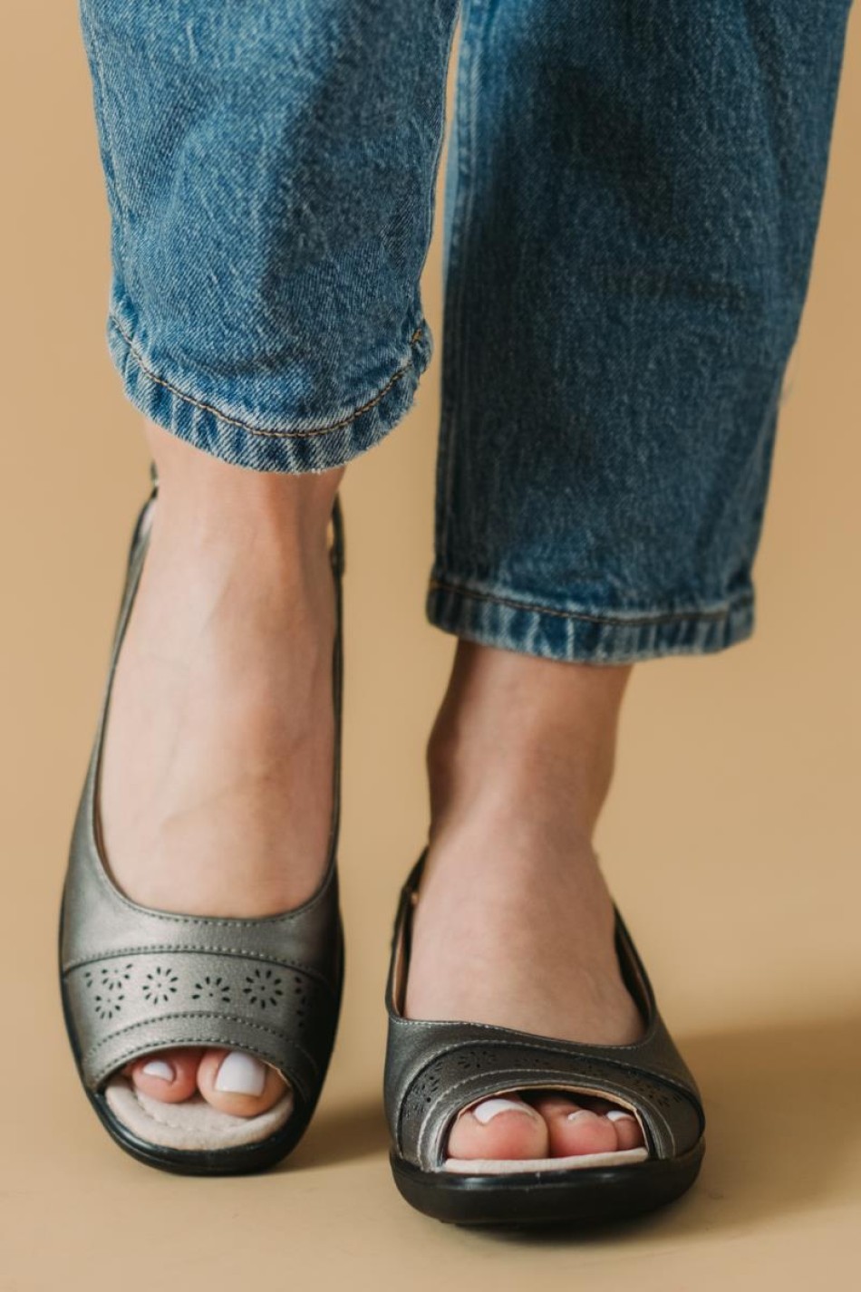 Comfort peep-toe πέδιλα 221.RENATA-180-L PEWTER