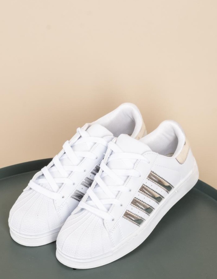 Basic tennis sneaker 396.LF108A-L ΑΣΠΡΟ/ΑΣΗΜΙ