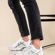 Running sneakers σε συνδυσμό υλικών 431.LY719-L ΑΣΠΡΟ/ΑΣΗΜΙ