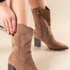 Western suede μποτάκι με τετράγωνο τακούνι 330.22556-C ΠΟΥΡΟ