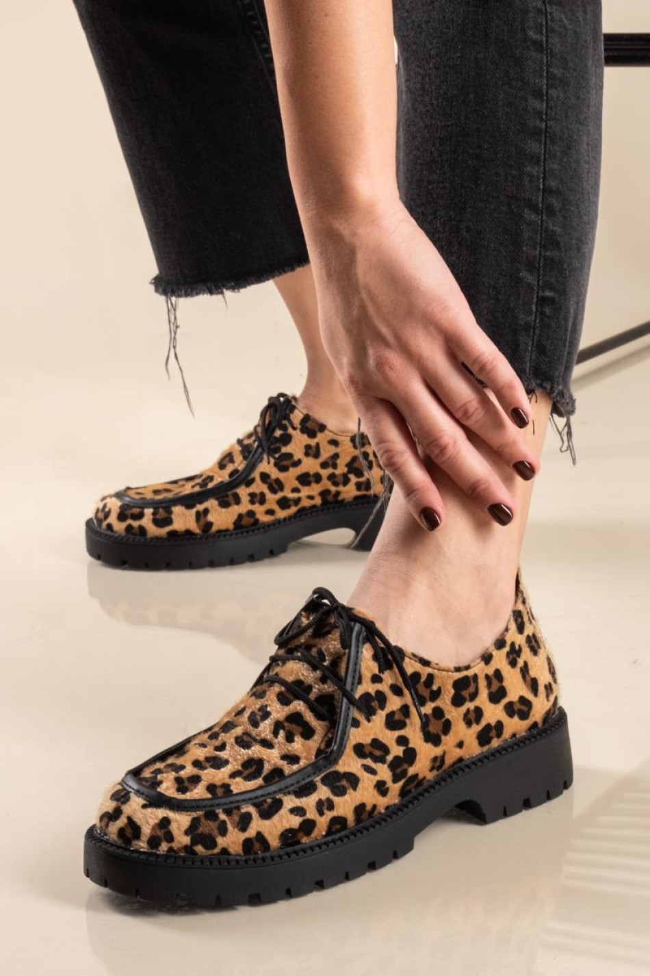 Δετό loafer με animal print 330.2502-PS ΛΕΟΠΑΡ