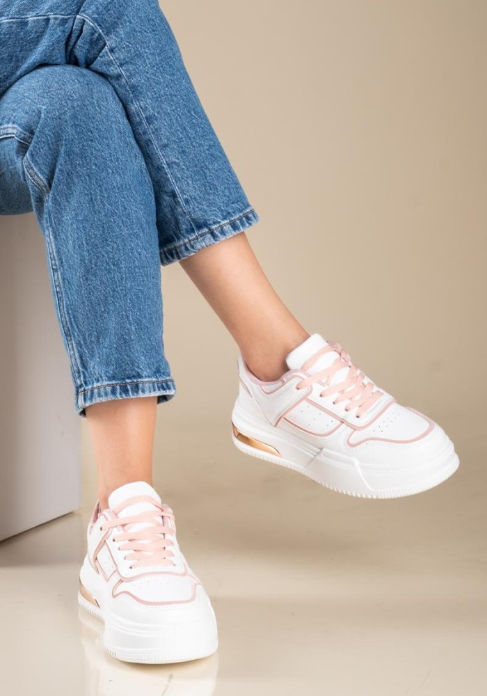 Casual sneakers σε συνδυασμό χρωμάτων 330.OX2337-L ΑΣΠΡΟ/ΡΟΖ