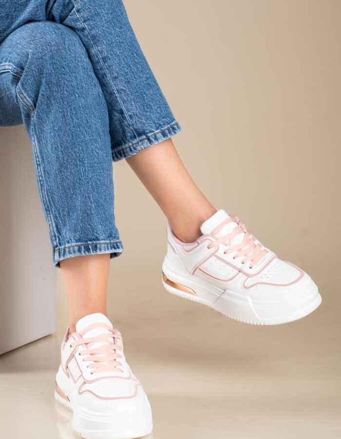 Casual sneakers σε συνδυασμό χρωμάτων 330.OX2337-L ΑΣΠΡΟ/ΡΟΖ