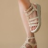 Suede flatforms με λουράκια τύπου gladiator 431.OM6625-L ΜΠΕΖ