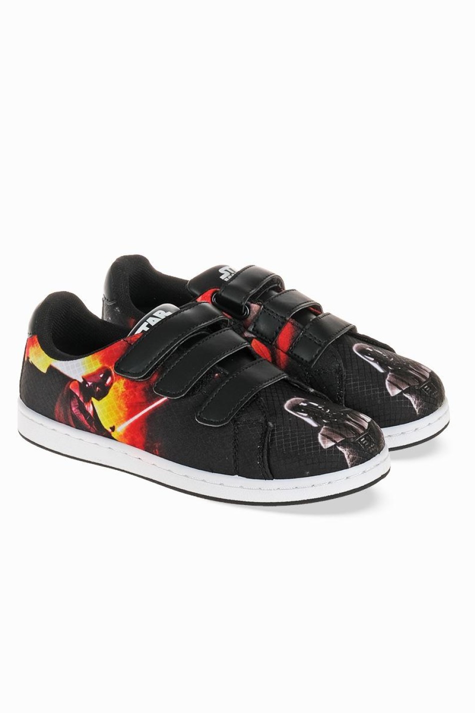 Παιδικά sneakers με αυτοκόλλητα 034.SW001119-L ΑΣΠΡΟ/ΜΑΥΡΟ