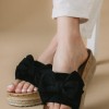 Suede flatforms με φιόγκο 424.568-2-C ΜΑΥΡΟ