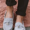 Flat suede loafers με διακοσμητικό 415.122-C ΓΚΡΙ