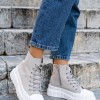 Υφασμάτινο μποτάκι sneaker με αλυσίδα 330.JR2126-L ΓΚΡΙ