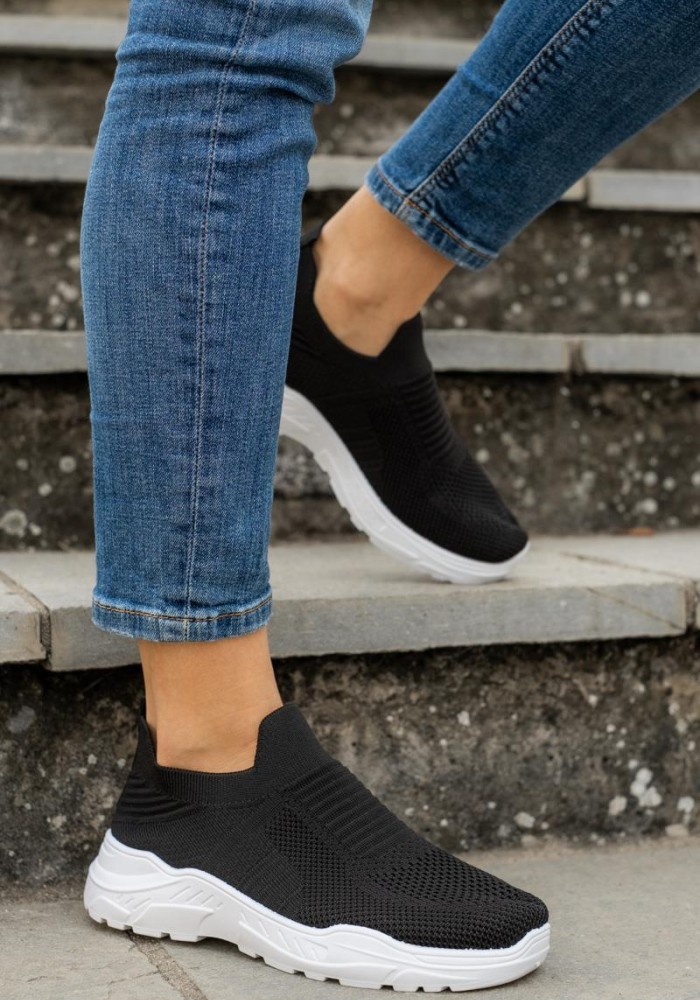 Slip-on υφασμάτινα sneakers 330.LY387-F ΜΑΥΡΟ/ΑΣΠΡΟ