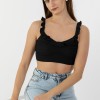 Crop Top με Βολάν 402.0759-TOP ΜΑΥΡΟ