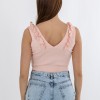 V-Cut Crop Top με Βολάν 402.0845-TOP ΡΟΖ