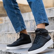 Μποτάκι sneaker με διπλή σόλα και velcro 330.BH182-L ΜΑΥΡΟ