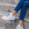 Casual sneakers με δίχρωμη σόλα και πολύχρωμα κορδόνια 330.LLN308-L ΑΣΠΡΟ/ΜΠΛΕ