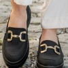 Suede Chunky loafers με διακοσμητική αλυσίδα 415.221/1-C ΜΑΥΡΟ