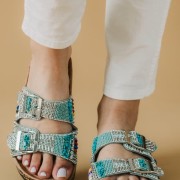 Boho style fussbett flatforms με δυο φάσες 330.TZ693-F ΜΕΝΤΑ