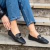 Flat loafers με διακοσμητική αλυσίδα με στρας 414.H2126-L ΜΑΥΡΟ