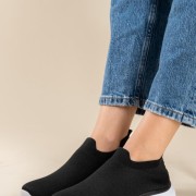 Slip-on sneakers τύπου κάλτσα 431.LY600-F ΜΑΥΡΟ/ΑΣΠΡΟ